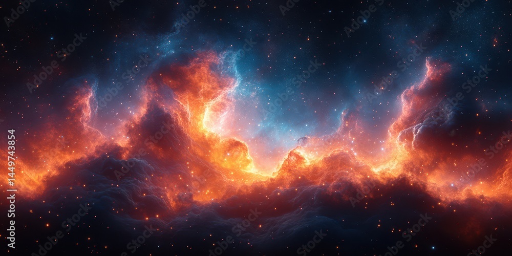 Wall mural colorful cosmic clouds illuminated by starlight in a vast universe during deep space exploration