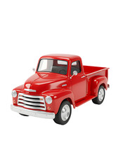 Classic Red Vintage Pickup Truck Isolated on Transparent Background

