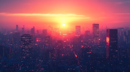 Fototapeta premium Metropolitan sunrise over urban cityscape skyline