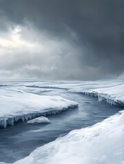 Obraz premium Spectacular Icy Arctic Landscape: Winter Tranquility in a Remote, Frozen Wilderness