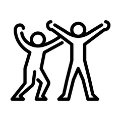 goal celebration outline icon. figure stick play football line art illustration.