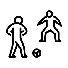 penalty kick outline icon. figure stick play football line art illustration.