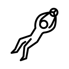 goalkeeper saving goal outline icon. figure stick play football line art illustration.