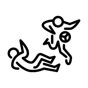 recommend clip art: duel in football outline icon. figure stick play football line art illustration.