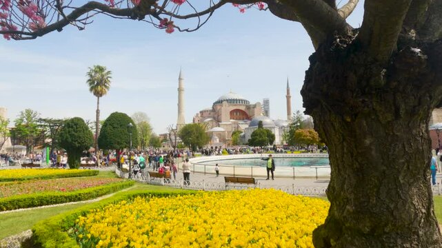 Springtime view of Hagia Sophia Grand Mosque - ISTANBUL, TURKEY