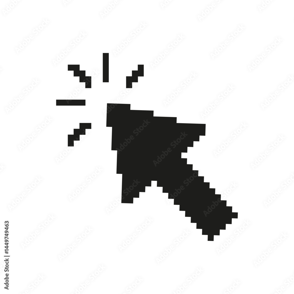 Fototapete pixelated mouse cursor click icon. digital interaction and user interface navigation symbol. online 