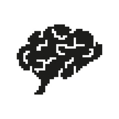 Fototapeta premium Pixelated Brain Icon. Cognitive Function, Intelligence, And Mental Health Symbol. Neuroscience And Psychology Representation. Isolated Vector Illustration