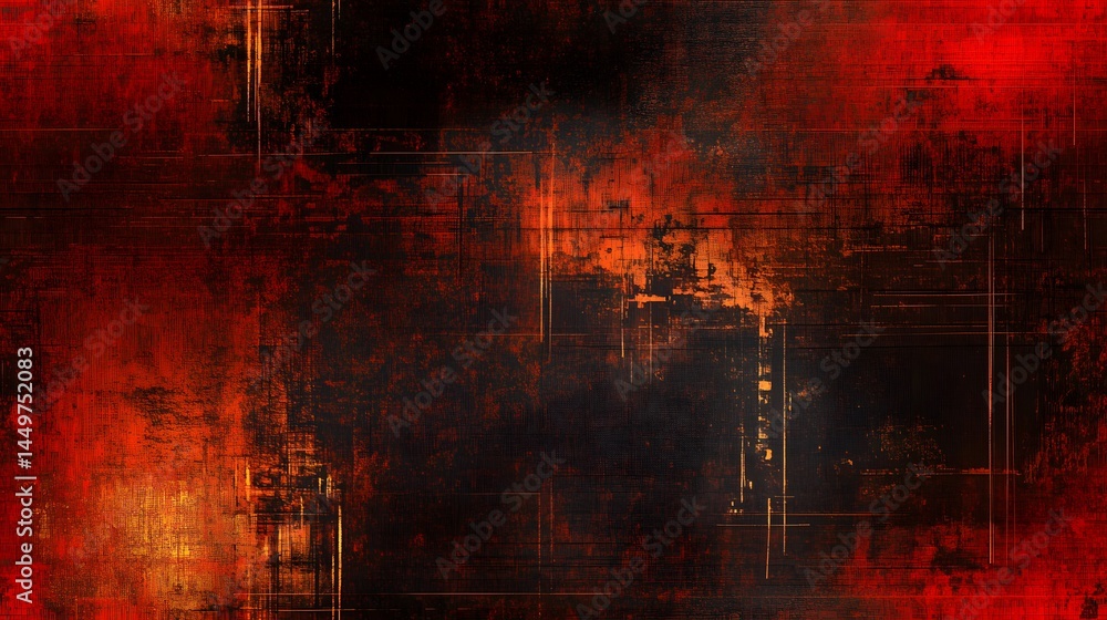 Poster abstract pattern of deep reds and dark hues.