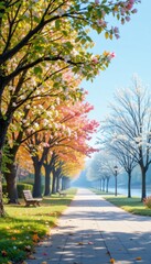 Fototapeta premium Seasonal Transition in Park Landscape