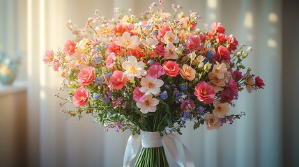 Fototapeta premium Colorful spring bouquet of fresh blossoms high resolution image