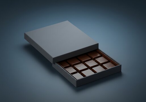 Elegant dark chocolate box on a modern minimalist gradient background - Powered by Adobe