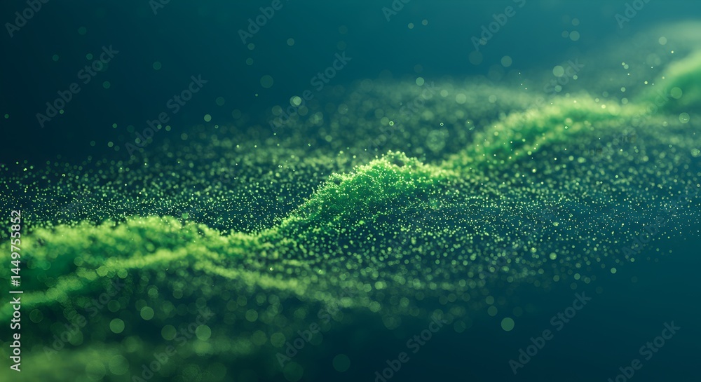 Aufkleber abstract green data visualization wavy texture of digital particles and glowing moss
