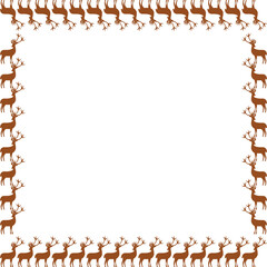 Reindeer frame. Christmas decor template for your text. Hand drawn vector illustration