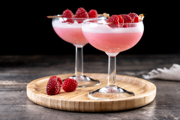 Elegant French Martini Cocktail on wooden table