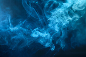 smoke on blue background, Vivid blue mist smoke background, smoke elegantly billows through the air, 