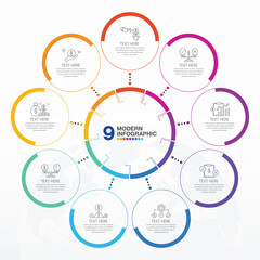 Basic infographic with 9 steps, process or options.