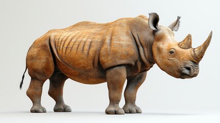 Fototapeta premium A side view of a large, light brown rhinoceros.