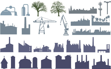 Obraz premium set of building architectural silhouette vector illustration series