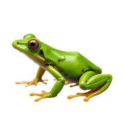 Obraz premium Bright Green Tree Frog, Tropical Rainforest Amphibian, Exotic Jungle Animal, Small Wildlife Creature with Red Eyes, Vibrant Lime Colored Frog, Sticky Foot Amphibian, Nature Photography, Isolated