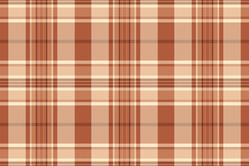 Handmade tartan textile background, tone plaid pattern fabric. Rug check seamless texture vector in orange and blanched almond colors.