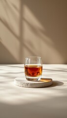 Whiskey Glass on Concrete Coaster