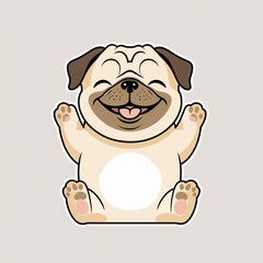 Obraz premium cute_pug_halfbody_sticker