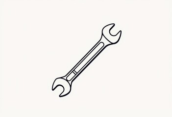 Simple Line Art of a Wrench on a Clean Background  