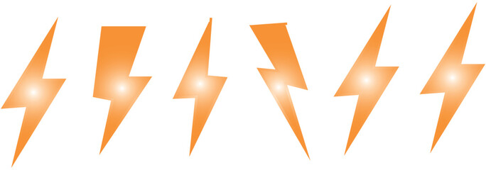Thunder charging power for electricity and batteries. Hand drawn light. Vector stock illustration