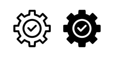 A minimalist vector icon set featuring gear tick symbols, perfect for technology and success designs.
