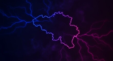 Belgium's Electrified Outline: A Neon Map Ablaze with Energy and Color