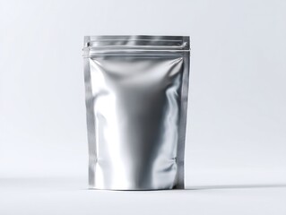 Silver foil stand up pouch mockup for product packaging presentation