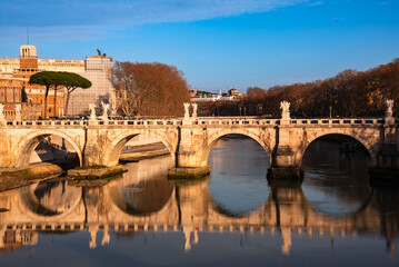 View of bridge in Rome city, Italy