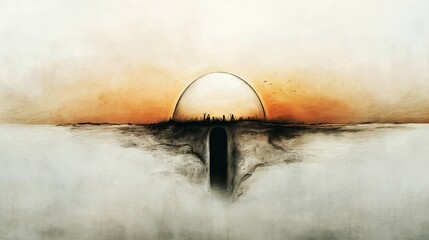 Tomb of Jesus, the resurrection, Easter concept.