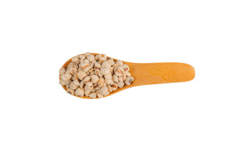 Chickpeas source of natural protein, vitamins and minerals. Healthy diet food on wooden spoon. transparent background.