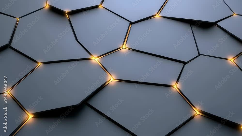 Poster a black and white image of a pattern of squares with yellow lights