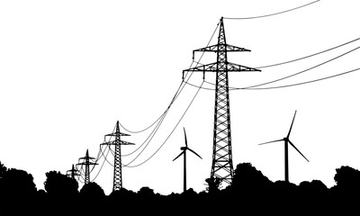 set of power pole silhouette vector illustration series 