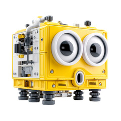 Fototapeta premium Cheerful Yellow Robot with Big Eyes - 3D Render