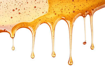 honey dripping liquid syrup isolated on white background
