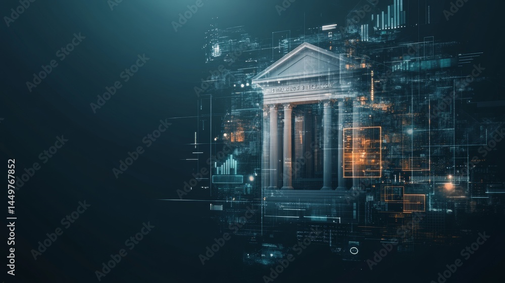 Poster innovative fintech integration for secure transactions and enhanced customer experience in futuristi