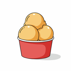 Cartoon style illustration of three scoops of sherbert ice cream
