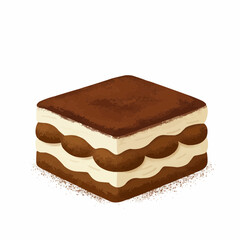 Corner view of cream dessert with cocoa powder. It looks delicious and sweet