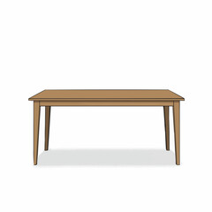 A low-angle view of a tan, flat-surfaced table against a white background