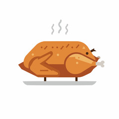 Cartoon illustration of a golden brown roast with rising steam on white