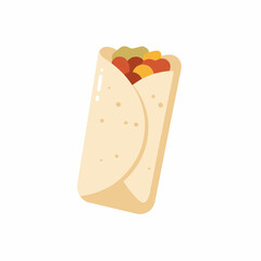 A tasty tortilla roll filled with meat and vegetables, wrapped in warm flatbread