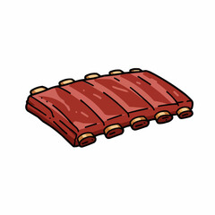 Cartoon rack of ribs with bone tops