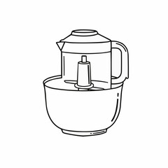 Food processor illustration. Minimalist design with a spout and handle on white