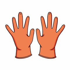 Fototapeta premium Cartoon hands with light orange skin and black outline against a white background