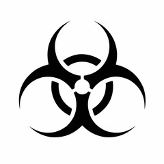 Black biohazard symbol icon partially displayed on a white background, in the corner