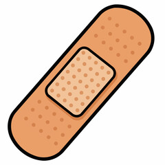 Adhesive bandage, brown with circular textures, outlined in black