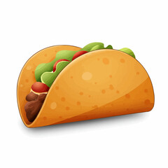 Two yummy tacos with veggies and a golden shell, against a white background